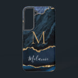 Blue Gold Glitter Marble Cuatom Name and Letter Samsung Galaxy Case<br><div class="desc">Samsung Galaxy Cases or iPhone Cases with Monogram Name Agate Navy Blue Gold Gemstone Marble Geode Glitter Sparkle Personalized Birthday - Anniversary or Wedding Gift / Suppliest - Add Your Letter / Name - Text or Remove - Make Your Special Gift - Resize and move or remove and add text...</div>