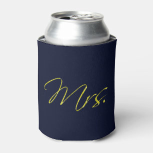 Blue Gold Glitter Sparkle Confetti Mrs. Can Cooler