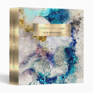 Blue gold glitter watercolor binder