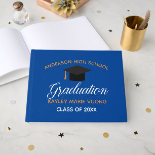 Blue Gold Graduation 2026 Autograph Keepsake Guest Book