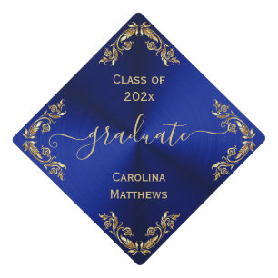 Blue Gold Graduation Cap Topper