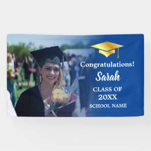 Blue   Gold Graduation Custom Photo Class Of 2025 Banner