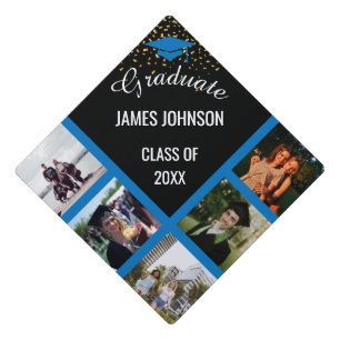 Blue & Gold Graduation Photo Class Of 2024 Graduation Cap Topper