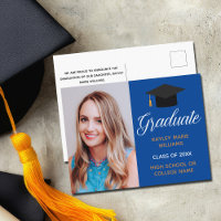 Blue Gold Graduation Photo Graduate Announcement