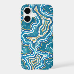 Blue Gold Graphic Agate