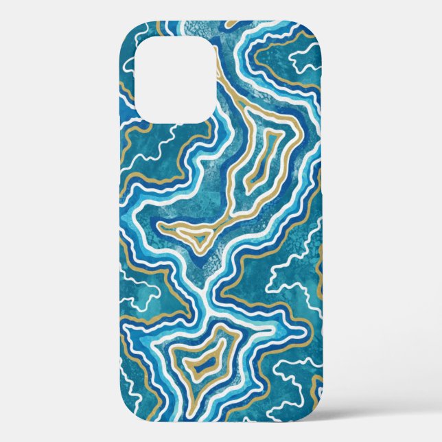 Blue Gold Graphic Agate Case-Mate iPhone Case (Back)