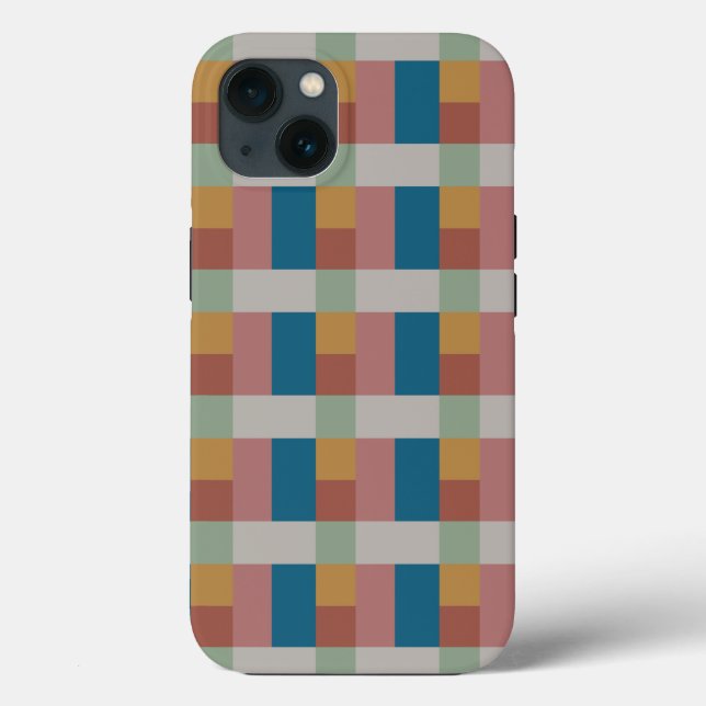 Blue Gold Grey Green Terracotta Colour Block Case-Mate iPhone Case (Back)