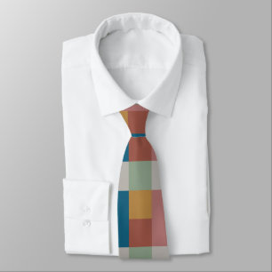 Blue Gold Grey Green Terracotta Colour Block Tie