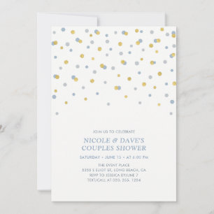 Blue, Gold Hexagon Confetti Couples Wedding Shower Invitation