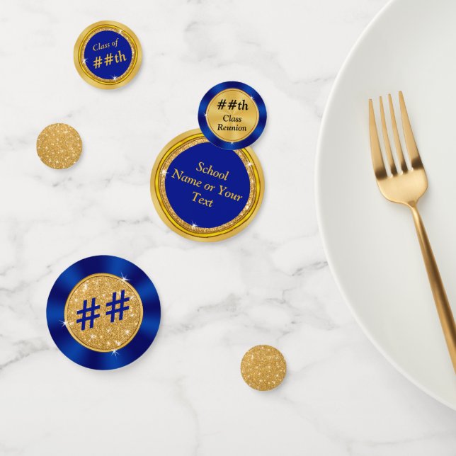 Blue, Gold High School Reunion Table Decorations Confetti (Group)