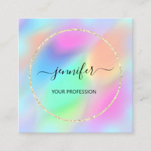 Blue Gold Holograph Professional Makeup Beautique Square Business Card