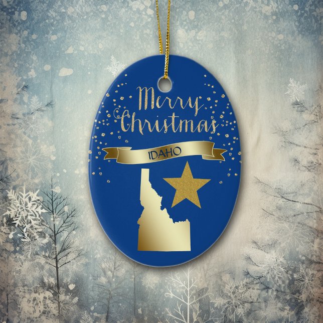 Blue Gold Idaho Star Ceramic Ornament (Creator Uploaded)