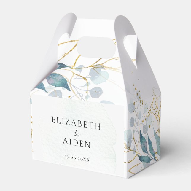 Blue Gold( Imitat ) White Wedding Collection Favor Box (Front Side)