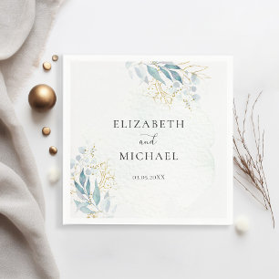 Blue Gold(imitation) Watercolor Wedding Collection Napkin