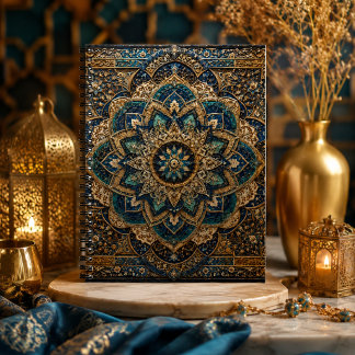 Blue & Gold Islamic Mandala Spiral Notebook | Moro
