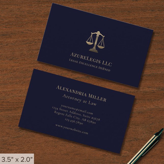 Blue Gold Justice Legal Business Card (Creator Uploaded)