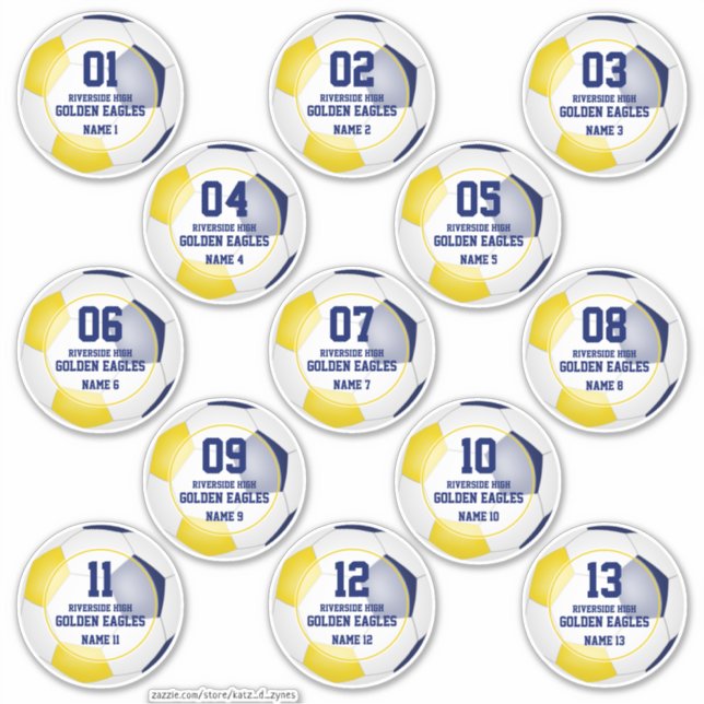 blue gold kids soccer team colours gifts 13 custom (Front)