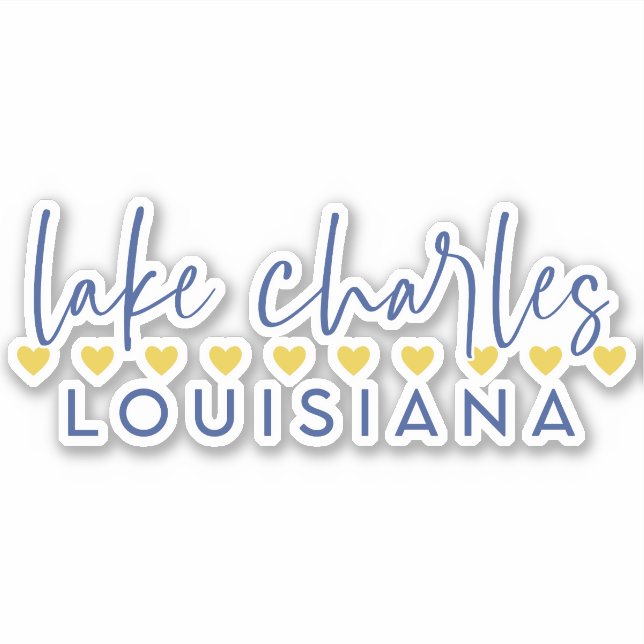 Blue & Gold Lake Charles, Louisiana Vinyl Sticker (Front)