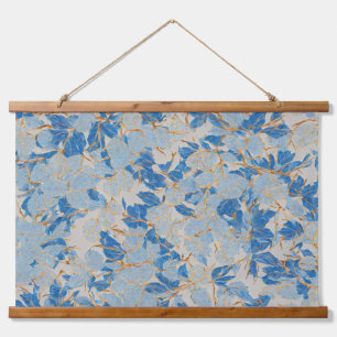 Blue Gold Leaf Hanging Tapestry