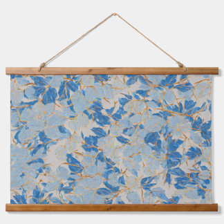 Blue Gold Leaf Hanging Tapestry