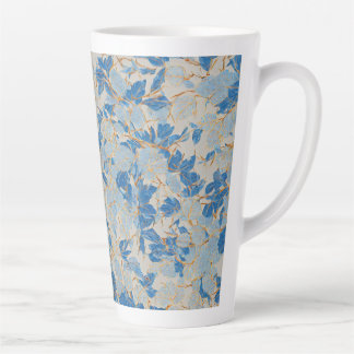 Blue Gold Leaf Latte Mug