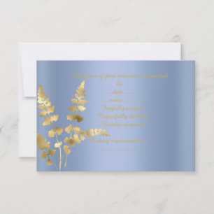 Blue gold leaf response card rsvp elegant modern