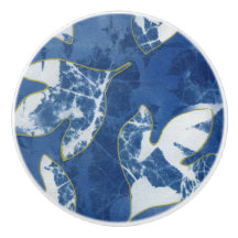 Blue Gold Leaves Cyanotype Decorative