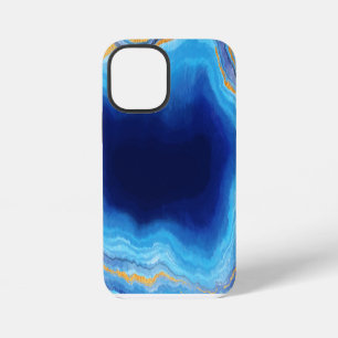 Blue Gold light blue Marble Art Pattern iPhone 12 Mini Case