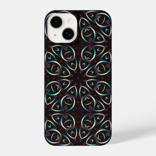 Blue Gold Lilac Glow Mandala Pattern iPhone 14 Case