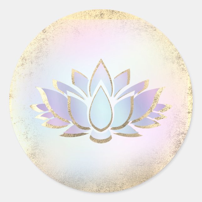 • blue gold lotus flower logo classic round sticke classic round sticker (Front)