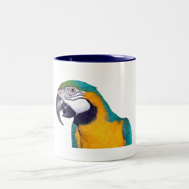 Blue & Gold Macaw 11oz Two-Tone Coffee Mug (Center)