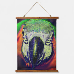 Blue Gold Macaw Face Parrot Fantasy Art  Hanging Tapestry
