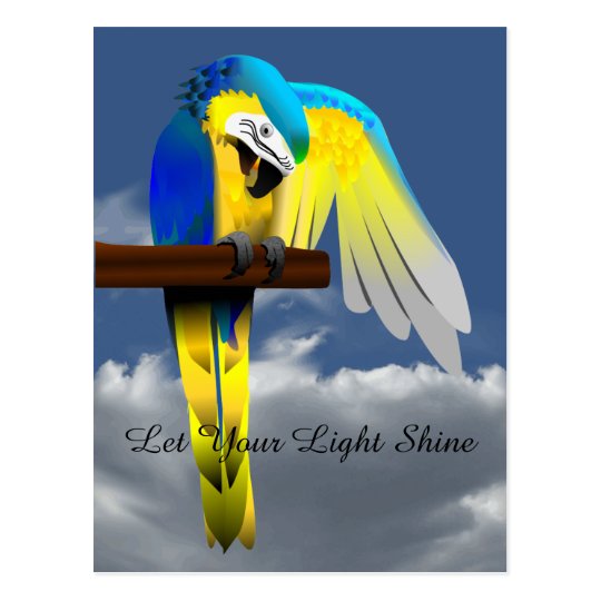 Blue Gold Macaw Parrot Inspirational Quote Postcard