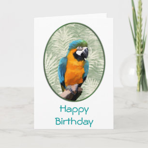 Blue & Gold Macaw with Jungle Background Card