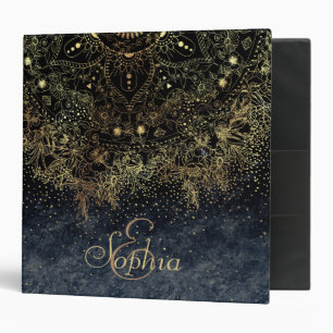 Blue Gold Mandala Floral Binder