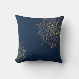 Blue & Gold Mandala | Islamic Art Inspired  Throw Pillow