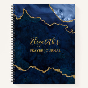 Blue Gold Marble Agate Geode Journal de prière