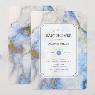 Blue & Gold Marble Baby  Shower Invitation