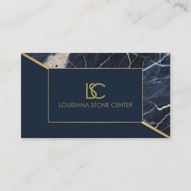 Blue & Gold Marble Business Card (Front)