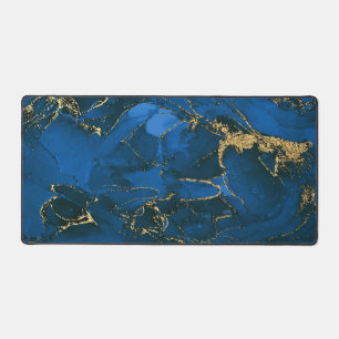 Blue Gold Marble  Desk Mat