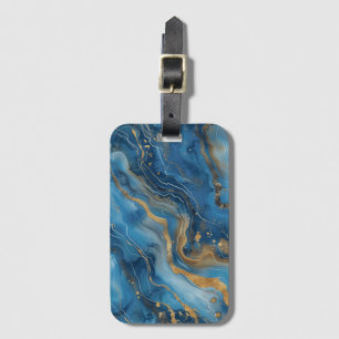 Blue Gold Marble Luggage Tag