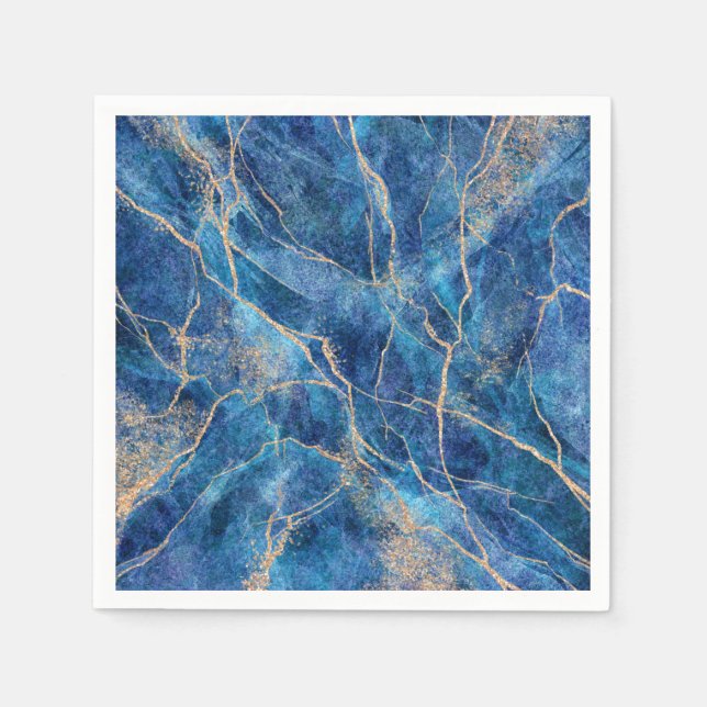 Blue Gold Marble Pretty Napkin (Front)