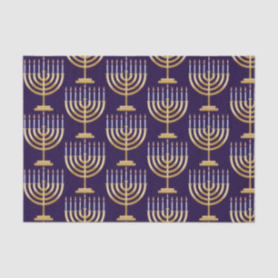 Blue gold menorah tissue paper