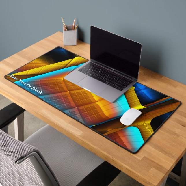 Blue-Gold Metallic Pattern 33 Desk Mat (Office 2)