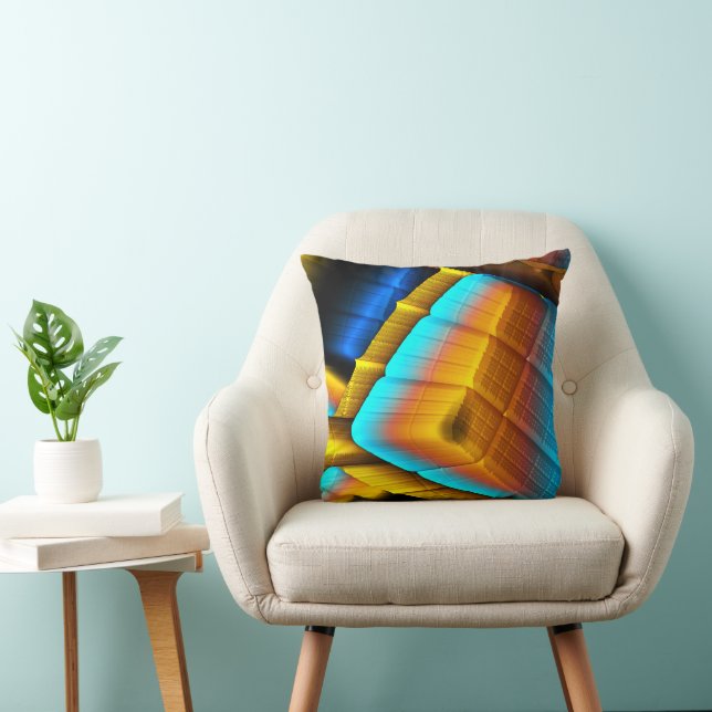 Blue-Gold Metallic Pattern 33 Throw Pillow (Chair)