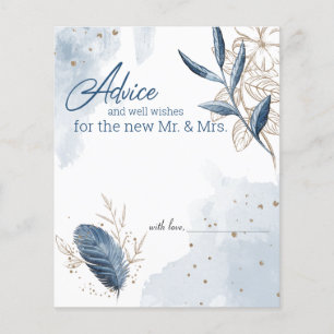 Blue Gold Modern Floral Elegant Advice Card