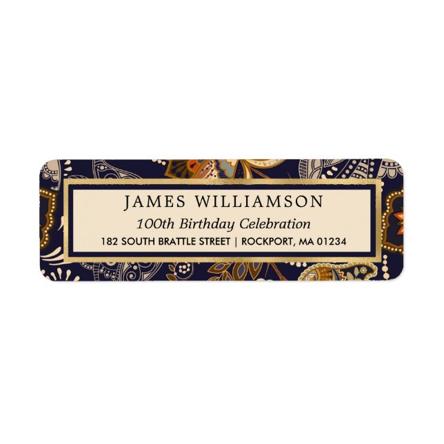 Blue Gold Motif 100e anniversaire Adresse de retou (Devant)