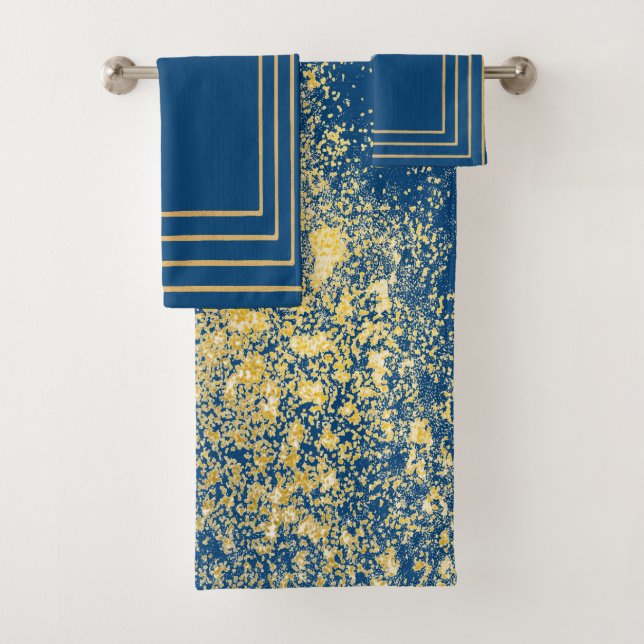 Blue gold navy metallic Towel (Insitu)