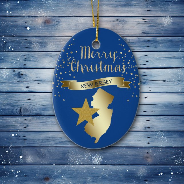 Blue Gold New Jersey Star Ceramic Ornament (Creator Uploaded)