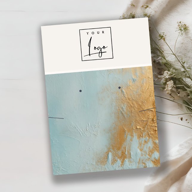 Blue Gold Oil Paint Texture Logo Earring Necklace Business Card (Creator Uploaded)